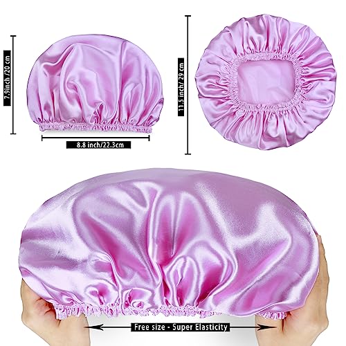 Reusable Shower Caps for Women, 4-Pack Double Waterproof