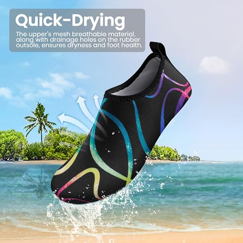 SEEKWAY Water Shoes Women Men Adult Quick-Dry Aqua Socks Barefoot Non Slip for Beach Swim River Pool Lake surf Black Size SK002