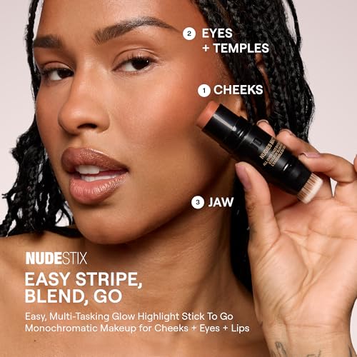 Nudestix Nudies Bronze All Over Matte Bronzing Stick ? 3-in-1 Cream Bronzer for Cheeks, Eyes & Lips with Built-In Brush | Natural Contour & Sun-Kissed Glow