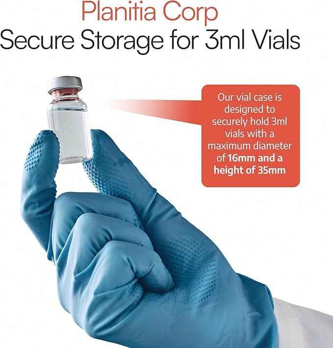 Planitia Corp. 3D Printed Vial Storage Case - Waterproof 3ml Vial Storage Case with 25 Slots - Freezer Safe Hard Shell Essential Oil Case for Home, Fridge, Travel, 16mm Max Diameter, 35mm Max Height