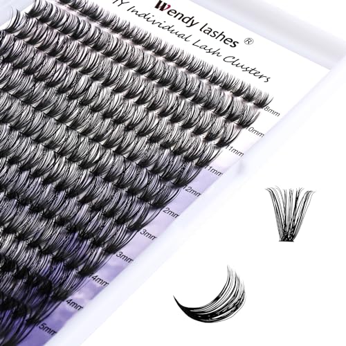 WENDY Lashes Clusters D Curl Lash Clusters 40D DIY Eyelash Clusters 8-16mm Cluster Eyelash Extensions Black Cluster Lashes Wispy Soft Individual Lashes Reusable At Home(40D-D,8-16mm Mixed)