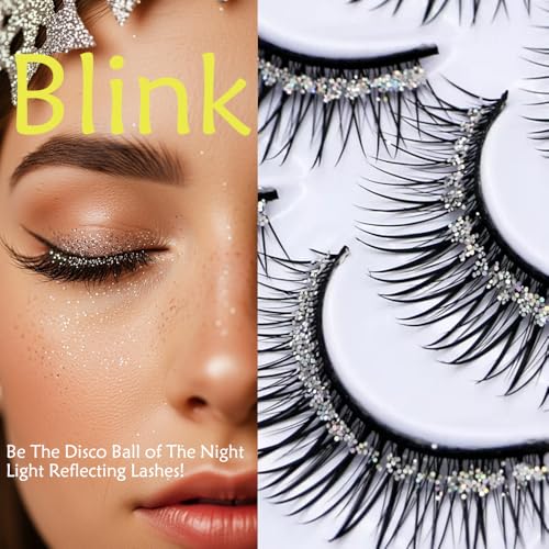 Sparkly Glitter Sequins False Eyelashes Clusters - 5 Pairs Silver