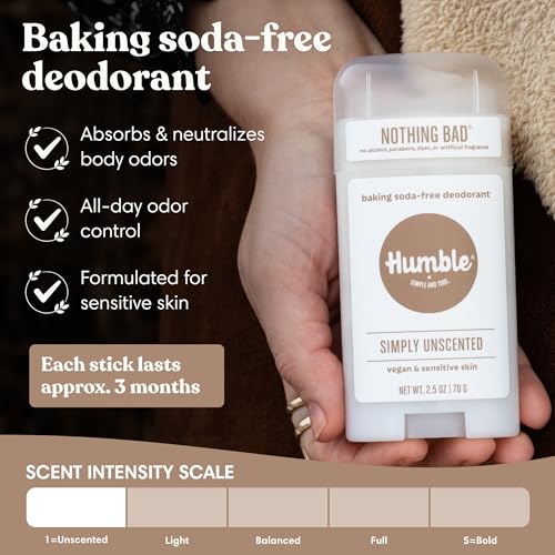 Humble Aluminum-Free Deodorant Unscented – Baking Soda-Free, 2.5 oz