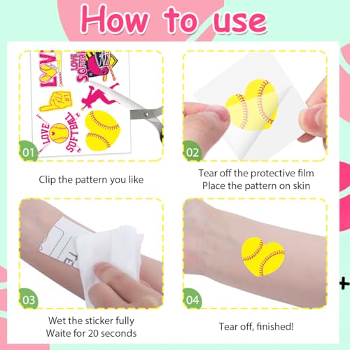 Softball Temporary Tattoos 8 Sheets - Party Favors & Stickers