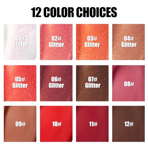 6 Colors Moisturizing Lip Gloss with Long-Lasting Wear Waterpoof, Pearlescent Lipstick Lightweight Vivid Color Natural,Lip Plumper Gloss-02
