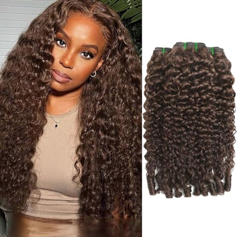 Chocolate Brown 3C4A Burmese Curly Hair Bundles - 20, 22, 24 Inch