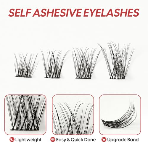 False Eyelashes Multipack Strip Lashes Natural Voluminous Fluffy, Includes 120pcs Clusters, 10mm-12mm-14mm, Reusable Individual Lash Clusters DIY Eyelash Extension (Natural)