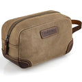 Men's Canvas Toiletry Bag with Leather Handle - Water-Resistant Dopp Kit