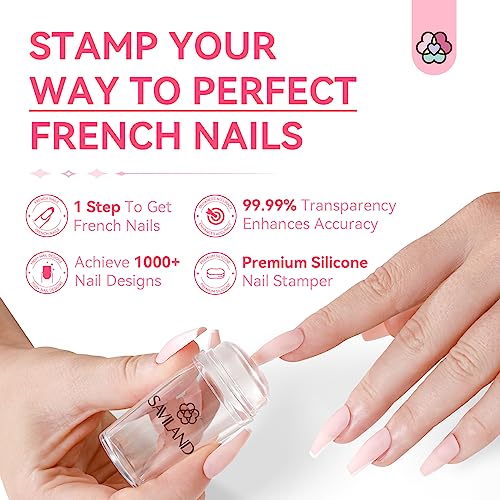 Saviland French Manicure Nail Art Kit with Stamper & Nail Protectors - 4 Pieces
