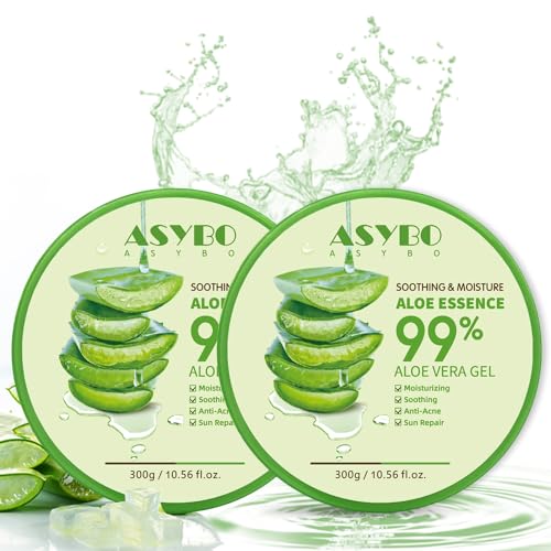 300x2 ML Natural Aloe Vera Gel -Organic Moisturizing Aloe Vera, Soothing and Hydrating, Sunburn and Scar Repair, After Sun Care for Face Body Hair
