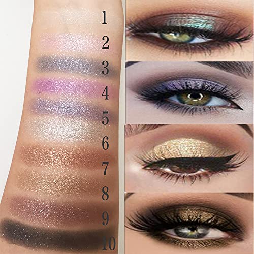 Gold Glitter Eyeshadow Palette, 6 Shimmer Colors - Waterproof