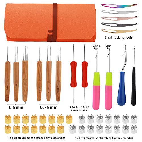 Dreadlock Crochet Hook Tool Set - 48 Pc Kit with Case