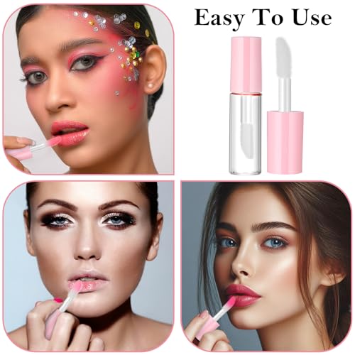 100 Pcs 1.2 ml Mini Lip Gloss Tubes Empty Lipgloss Tubes with Wand Clear Refillable Lip Balm Gloss Containers Lips Glosss Bottles for DIY Lipstick Samples Lips Balms Lipgloss Making(Pink)