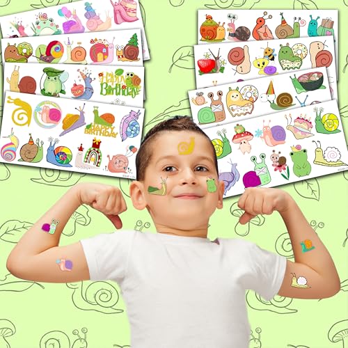 Snail Temporary Tattoos 8 Sheets 81 PCS Party Favors