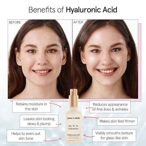 grace & stella Award Winning Hyaluronic Acid Face Serum (50ml/1.7 fl oz) Removes Fine Lines & Wrinkles, Hydrating Hyaluronic Acid Serum for Face, Acido Hialuronico for Women - Vegan Skincare (2-Pack)