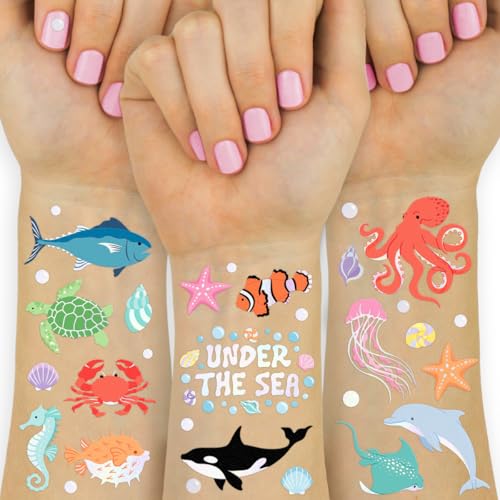 xo, Fetti Underwater Sea Creature Temporary Tattoos - 64 Styles