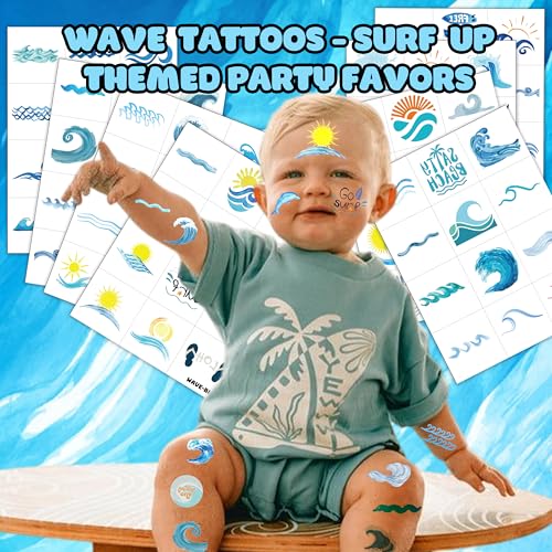 96PCS Ocean Wave Temporary Tattoos for Kids