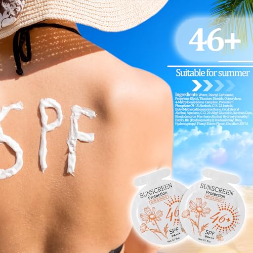 100 Pcs Sunscreen Bulk Mini Travel Size Sunscreen Packets SPF 46+ Summer Party Gifts for Women Girl