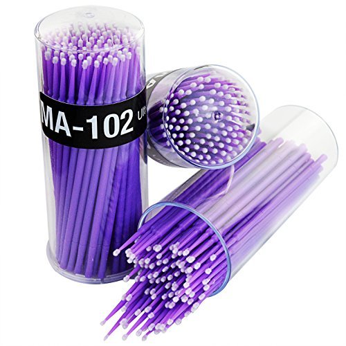 400 PCS Micro Applicator Brushes Dental Brush - Yookat Disposable Micro Applicator Brushes for Eyelash Extensions and Oral Using Micro Brushes Bendable Microfiber Applicators Purple
