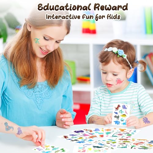 Dinosaur Temporary Tattoos for Kids - 12 Sheets Waterproof