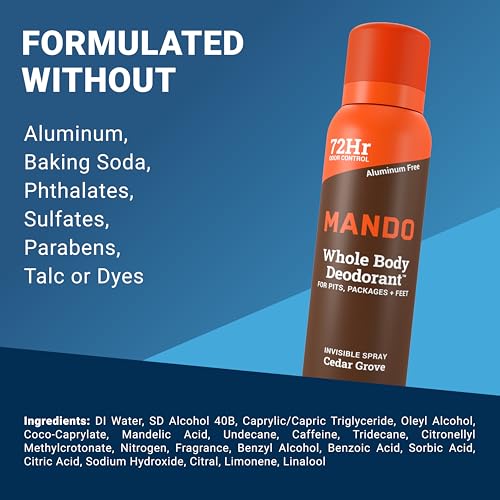 Mando Whole Body Deodorant Spray - 2 Pack, 72 Hr Odor Control