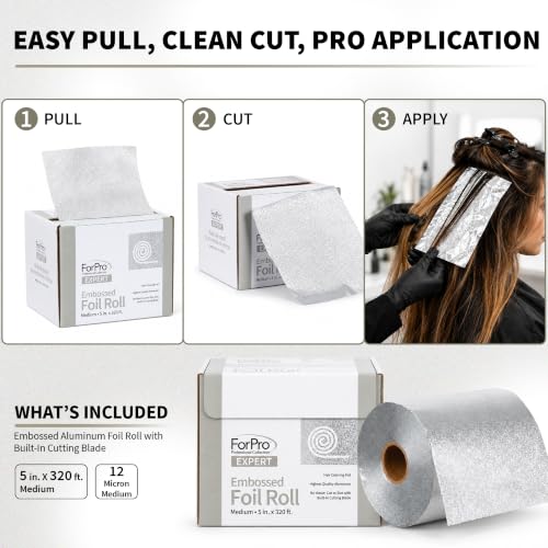 ForPro Professional Embossed Aluminum Foil Roll, 5W x 320 Ft