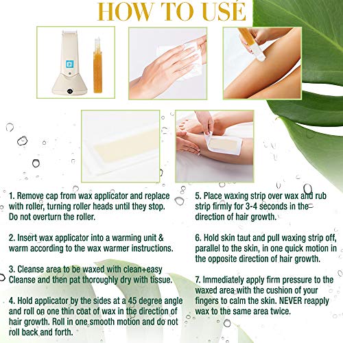 Clean + Easy Original Roll On Wax ? Small Wax Refill Cartridges for Hair Removal, Fast & Easy Roll On Applicator for Face, Brows & Delicate Areas, 3 Pack
