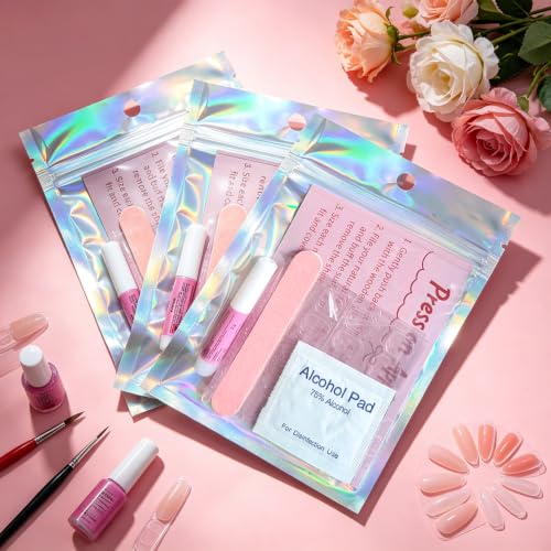 Press On Nail Kit with Glue, File & Prep Pads (20 Pcs)