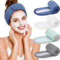 4-Pack Spa Headband with Adjustable Magic Tape, Terry Cloth