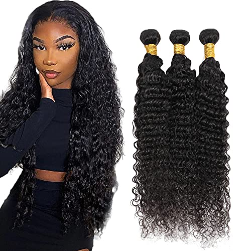 26-Inch Deep Wave Human Hair Bundles - Unprocessed Brazilian Hair