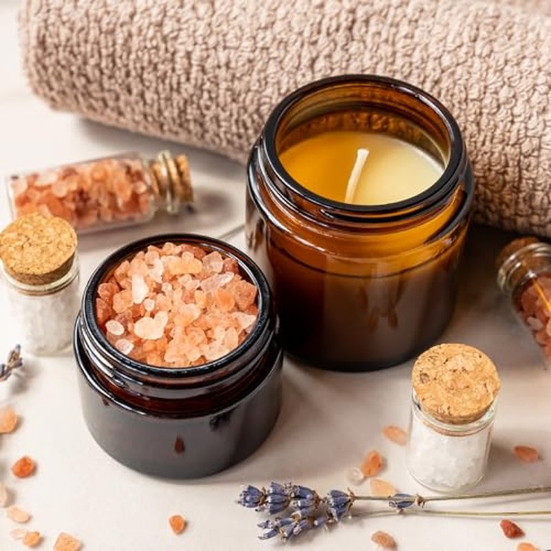 4oz Amber Glass Jars with Black Lids - 36 Pack for Cosmetics