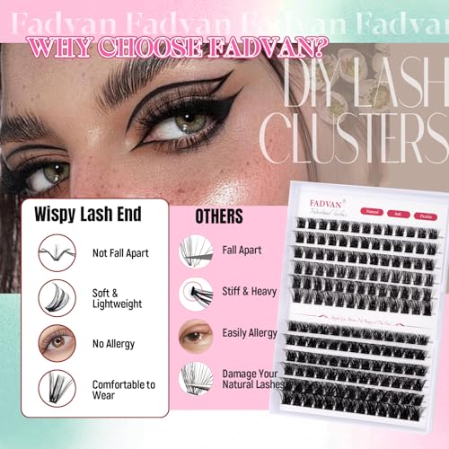 FADVAN Cluster Lashes 156PCS DIY Eyelash Extensions 8-16mm