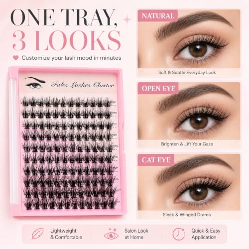 SULV Wispy Lash Clusters - Natural DIY Eyelash Extensions, 120PCS