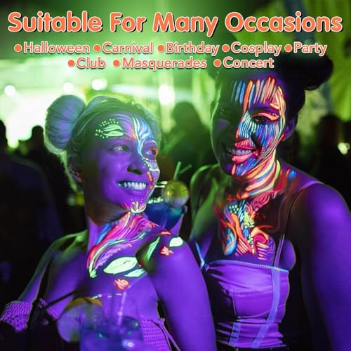 15 Pcs UV Glow Face Paint Sticks for Black Light Parties