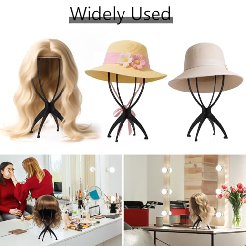 Tecbeauty 9 Pcs Wig Stand Holder Black Collapsible