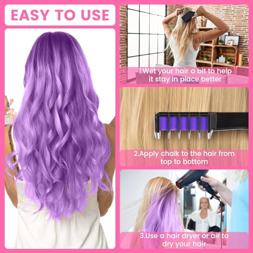 10 Color Hair Chalk Comb - Washable Temporary Hair Dye for Kids