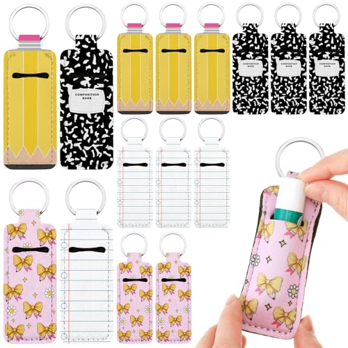 Kenning 12-Piece Teacher Lipstick Holder Keychain Bulk Pack