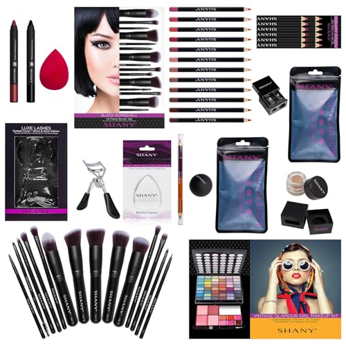 SHANY All-in-One Makeup Bundle Gift Set with Brushes & Eyelash Curler