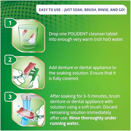 Polident 3 Minute Antibacterial Denture & Retainer Cleaner Tablets, 180 Count