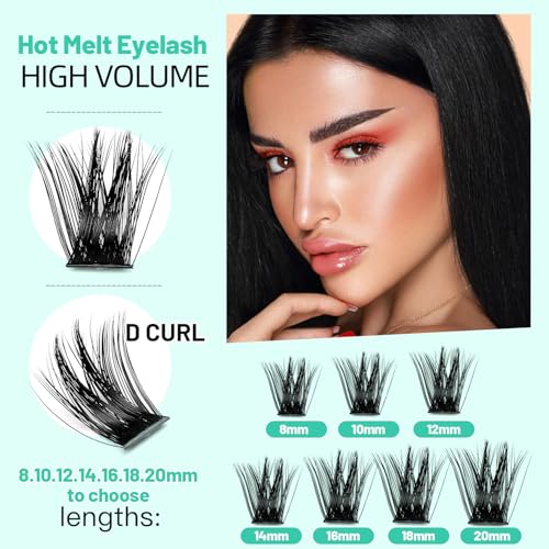 Bodermincer 72 Cluster Bundles 3D Effect Glue Bonded Individual LashEyelash Extensions Natural Style (18MM)