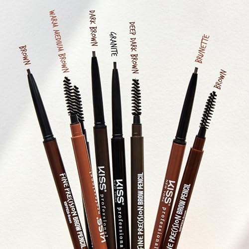 Kiss Professional Brow Pencil with Spoolie, Ultra-Fine Precision Point