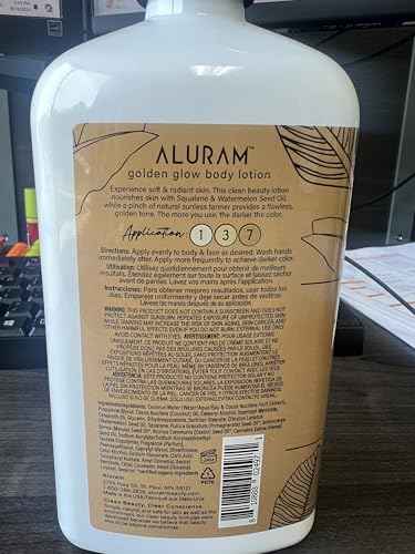 Aluram Golden Glow Body Lotion, Nourishing Radiance & Tone with Squalane & Watermelon Seed Oil, 18 Fl Oz