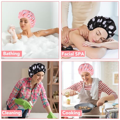 Large Waterproof Shower Caps for Women (2-Pack)