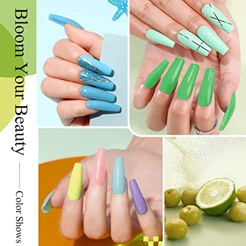 Honey Joy 8pcs/set Fine Dipping Powder Dip Kit Powder Nail Color System,Summer Light Pink Violet Yellow Purple Green Blue,Like Gel Polish Effect, Even & Smooth Finish (Dip-8pcs-05)