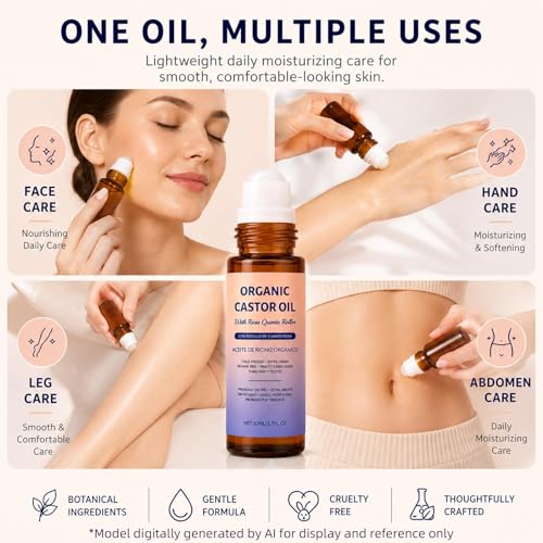 Organic Castor Oil Roll-On - 100% Pure & Cold-Pressed Hydration