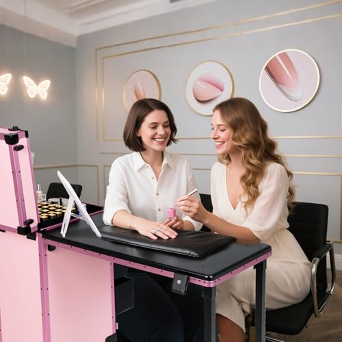 Rolling Manicure Table with Mirror & 3 Drawers, Lockable