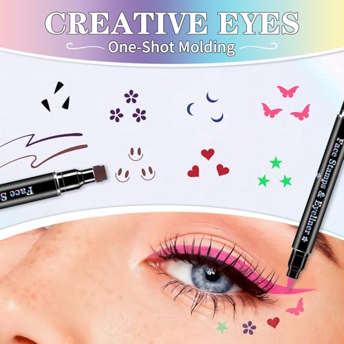 7-Color Dual-Ended Eyeliner Stamp Pen Kit with Liquid Liner