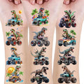 20 Sheets Monster Truck T-Rex Dinosaur Race Car Temp Bulk Temporary Tattoos Sticker,Super Cute Themed Birthday Party Favors, Supplies, Decorations, Fake Tattoo Stickers, School Rewards Prizes & Gifts