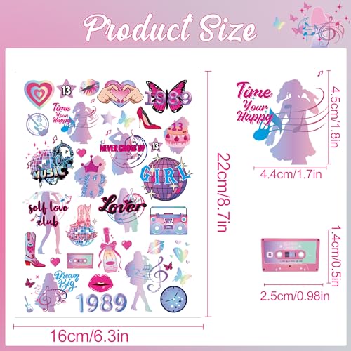 Singer Temporary Tattoo Stickers - 6 Sheets 240+ Designs
