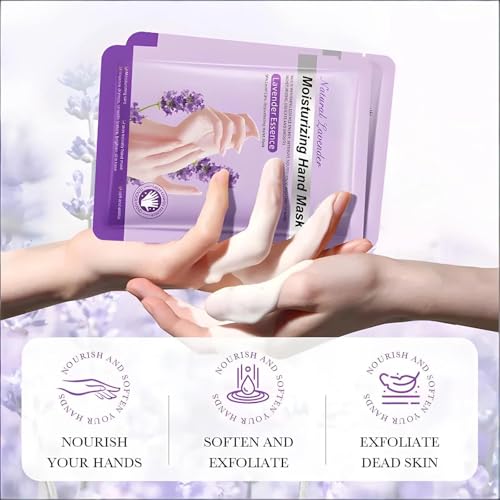 Chicwe Moisturizing Hand Mask Gloves for Dry Hands - Lavender (6 Pairs)